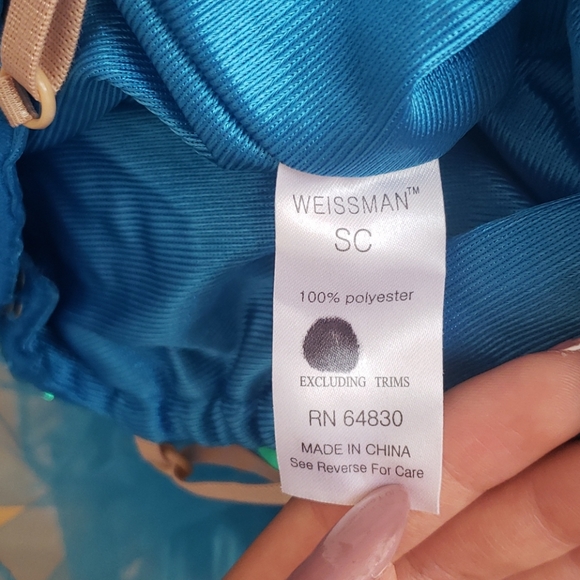 Shimmery ocean blue dance costume for kids - Picture 4 of 4